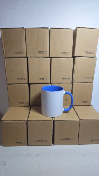 Lote 21 tazas sublimación azul con caja