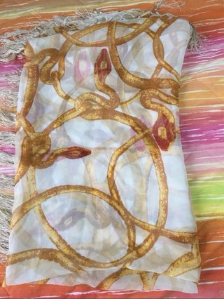 Scialle Class Cavalli Seta Oro Rosso