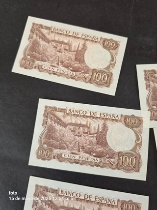 Billetes 100 Pesetas España 1970 correlativos SC