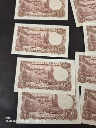 Billetes 100 Pesetas España 1970 correlativos SC