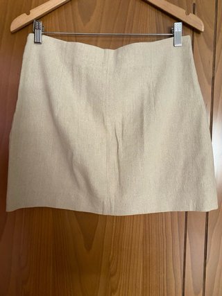 Falda Zara Beige con Pedrería