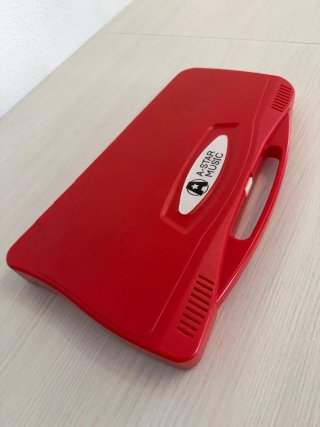 Xilófono infantil rojo con baquetas