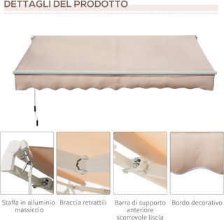 Tenda da Sole 3x2 m con Braccio Avvolgibile, Tenda