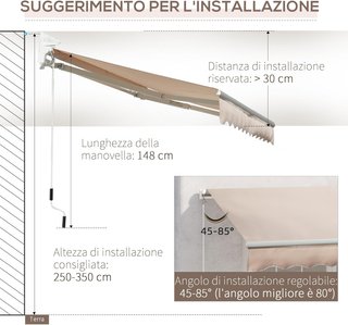Tenda da Sole 3x2 m con Braccio Avvolgibile, Tenda