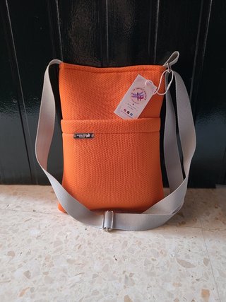 Bolso bandolera tejido malla naranja