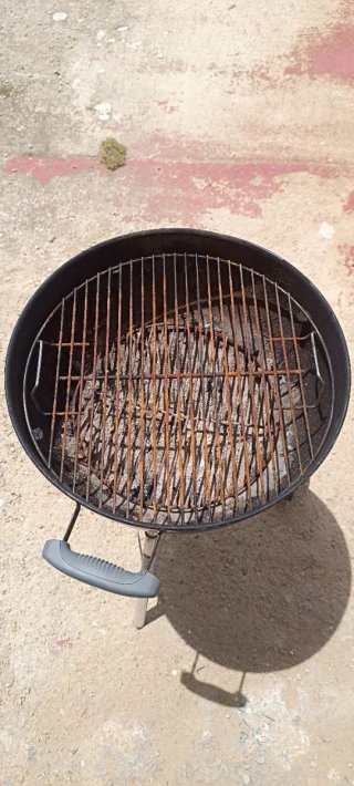 Barbacoa de carbón con tapa