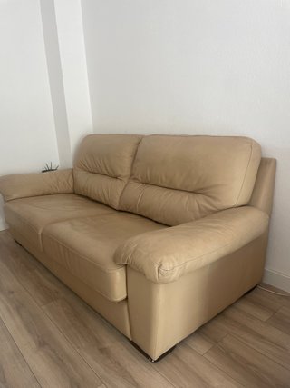 Sofá de piel 3 plazas color beige