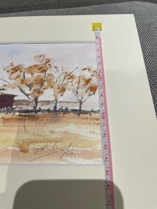 Acuarela original firmada paisaje rural