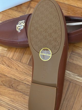 Mocassini Polo Ralph Lauren marroni con logo oro