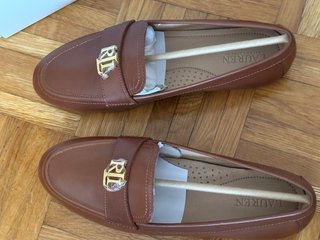 Mocassini Polo Ralph Lauren marroni con logo oro