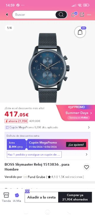 BOSS 1513836 SkyMaster Reloj Cronógrafo para Hombr
