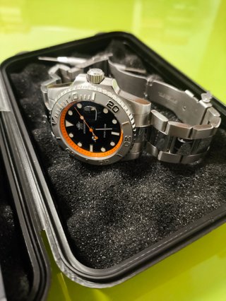 Reloj Addiesdive Diver 200 M Acero y Naranja