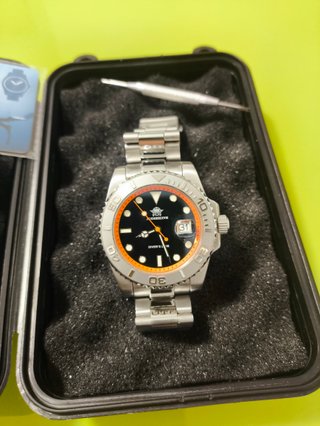 Reloj Addiesdive Diver 200 M Acero y Naranja