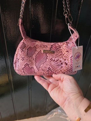 Bolso polipiel serpiente rosa
