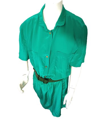 PAOLO TONALI Chemisier Seta Verde Smeraldo L