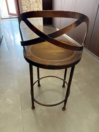 Pareja Taburetes Vintage Bistró Madera y Metal