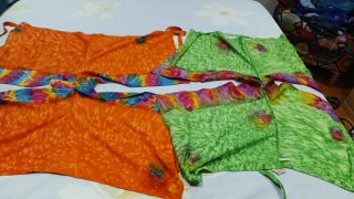 2 Pareos  cortos  estampado naranja