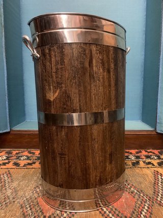 Cubo leña vintage madera y metal