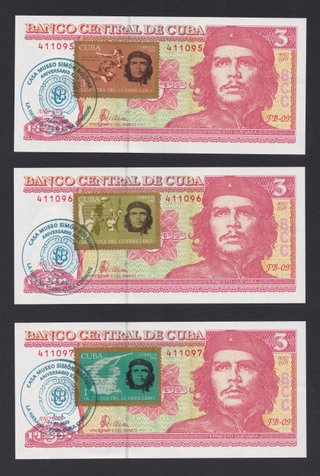 Cuba 3 Pesos 2005 SC Set 5 Banconote Conmemorative