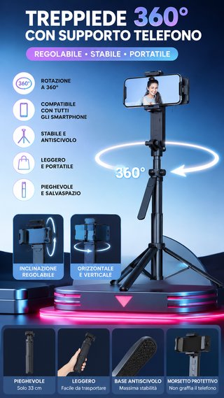 Gimbal AI 360° Tracciamento Viso Automatico