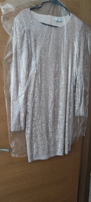 Vestido Mango lentejuelas manga larga talla M