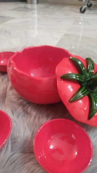 Set Ensaladera y Cuencos Cerámica Tomate