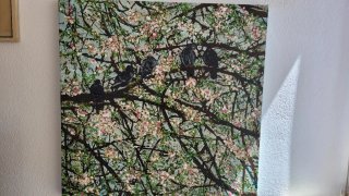 Paint on canvas. Trees texture 2 (Birds and Trees)