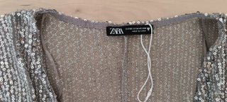 Top Zara lentejuelas plateado