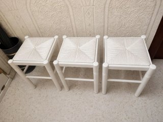 3 Taburetes Madera Blancos