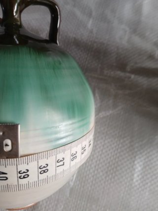 Pareja Jarrones Cerámica Vintage Azul y Verde