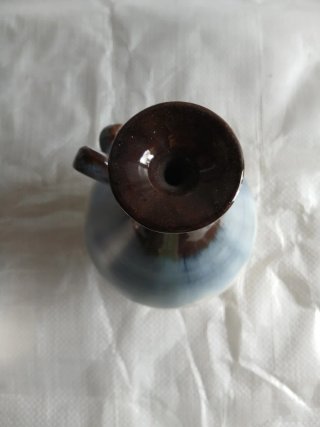 Pareja Jarrones Cerámica Vintage Azul y Verde