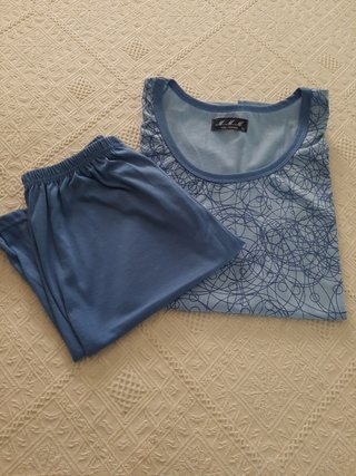 Conjunto pijama verano sin mangas azul Talla M