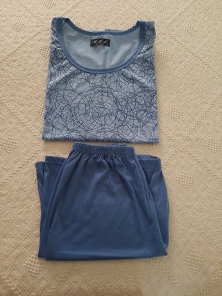 Conjunto pijama verano sin mangas azul Talla M