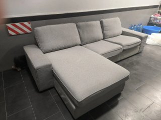 Sofá chaise longue gris