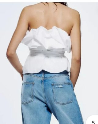 Blusa Zara Blanca Volantes