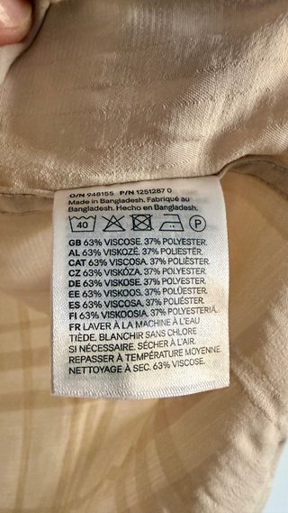 Camisa H&M Viscosa Beige Talla S