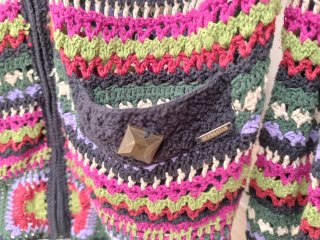 Chaqueta crochet multicolor con cremallera
