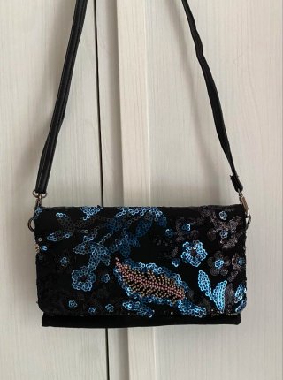 Borsa nera con paillettes Coop & Coo Fashion