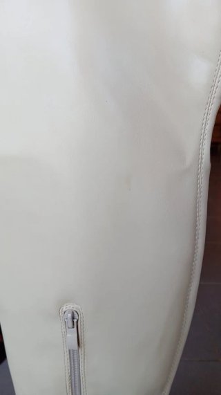 Botas altas beige mujer tacón cuadrado