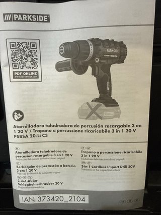 Taladro percutor Parkside 20V