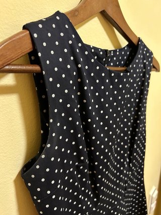 Vestido azul marino lunares corte evasé- Nuevo
