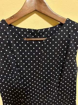 Vestido azul marino lunares corte evasé- Nuevo