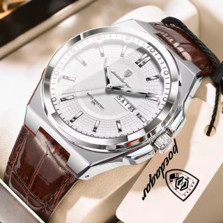 Reloj Poedagar Hombre Marrón y Plateado