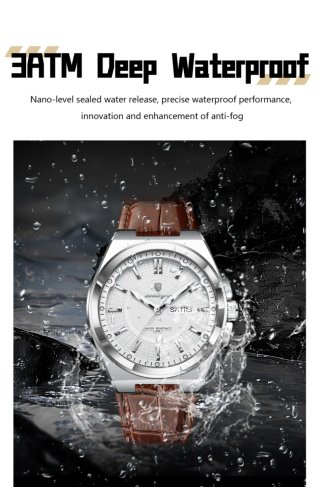 Reloj Poedagar Hombre Marrón y Plateado