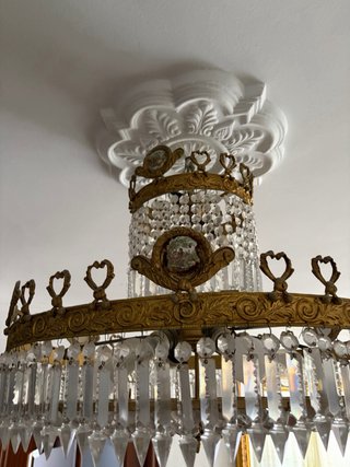 Lámpara de lágrimas de cristal dorada