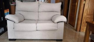 Sofá 2 Plazas Beige Tela