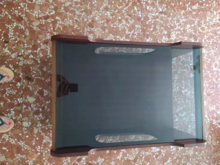 Mesa centro cristal y madera