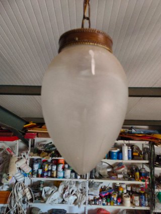 Lámpara colgante huevo cristal y metal