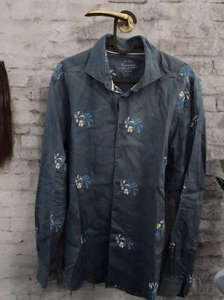 Camisa Camicissima Estampada Azul Marino