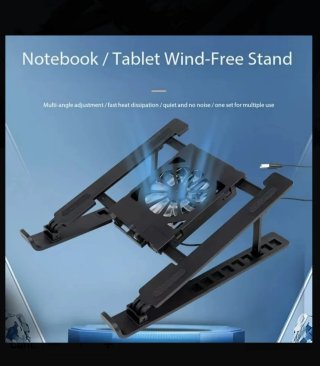 Supporto per notebook/tablet con ventilatore nero